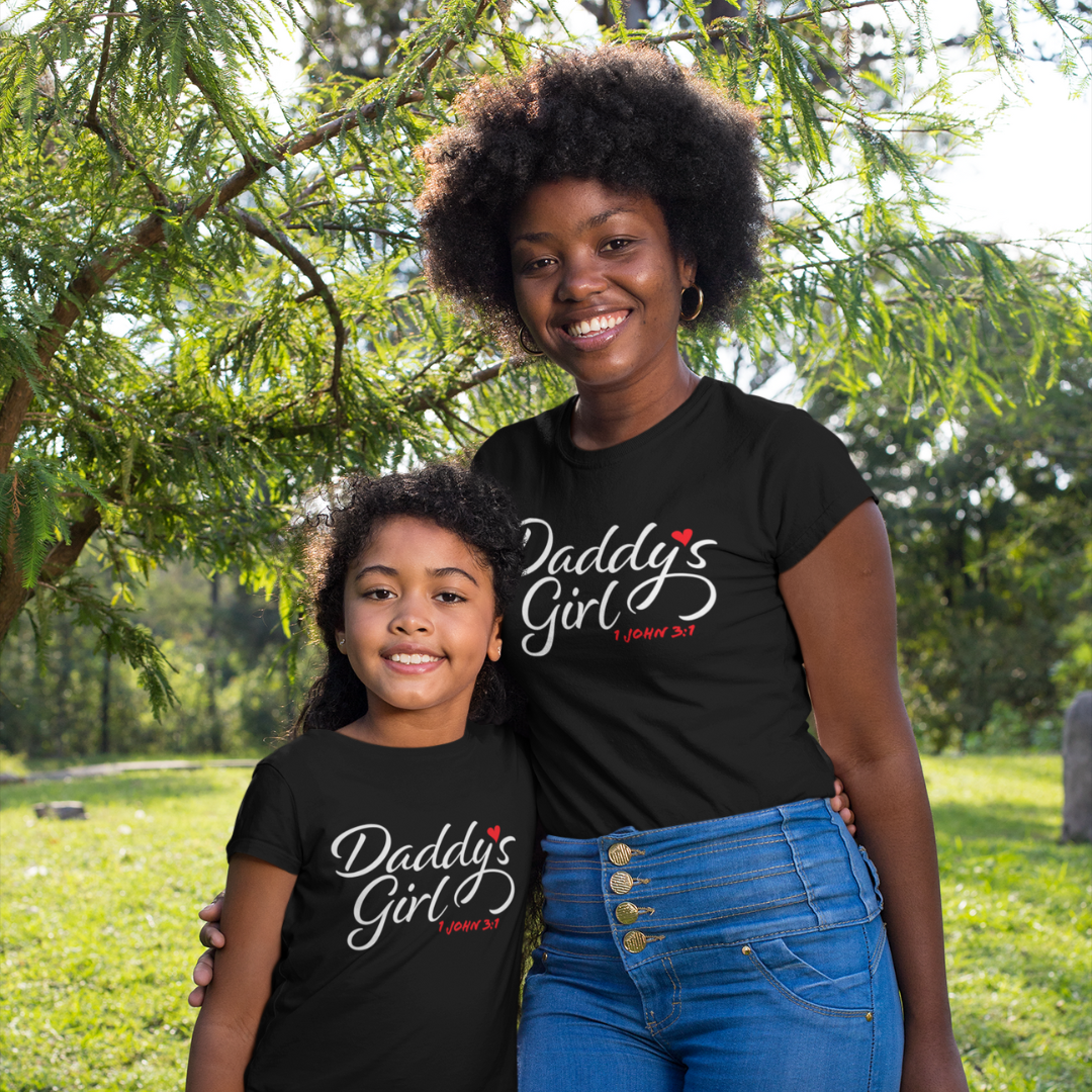 Traditional  Daddy's Girl Youth T-shirt [Black & White]